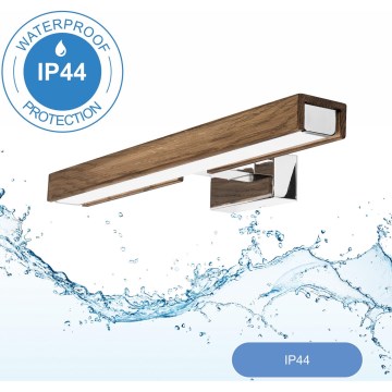 Brilagi - LED Vannas istabas spoguļa apgaismojums WOODY MIRROR LED/8W/230V 40 cm IP44 ozols rieksts/spīdīgi hromēts