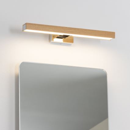 Brilagi - LED Vannas istabas spoguļa apgaismojums WOODY MIRROR LED/8W/230V 40 cm IP44 ozols/spīdīgi hromēts