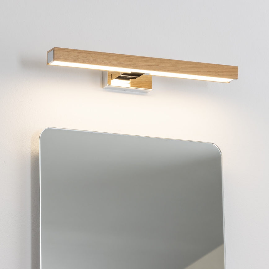 Brilagi - LED Vannas istabas spoguļa apgaismojums WOODY MIRROR LED/8W/230V 40 cm IP44 ozols/spīdīgi hromēts