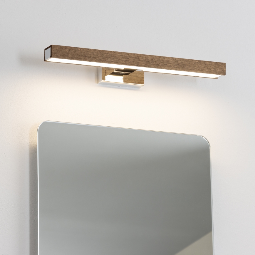 Brilagi - LED Vannas istabas spoguļa apgaismojums WOODY MIRROR LED/8W/230V 40 cm IP44 ozols rieksts/spīdīgi hromēts