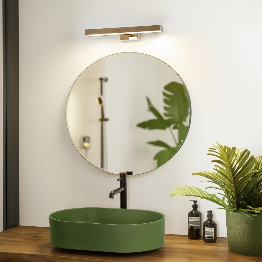 Brilagi - LED Vannas istabas spoguļa apgaismojums WOODY MIRROR LED/8W/230V 40 cm IP44 ozols rieksts/spīdīgi hromēts