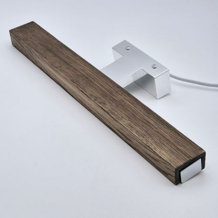 Brilagi - LED Vannas istabas spoguļa apgaismojums WOODY MIRROR LED/8W/230V 40 cm IP44 ozols rieksts/spīdīgi hromēts