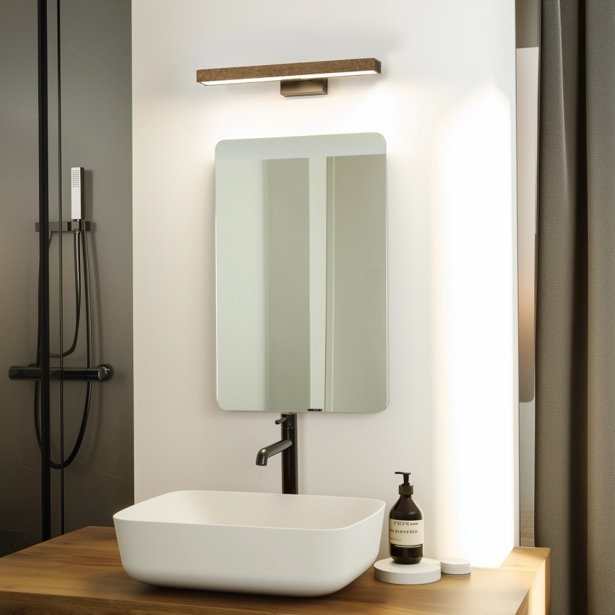 Brilagi - LED Vannas istabas spoguļa apgaismojums WOODY MIRROR LED/8W/230V 40 cm IP44 ozols rieksts/melna