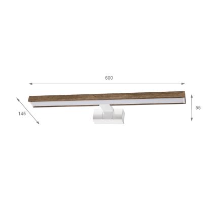 BRILAGI - LED vannas istabas spoguļa apgaismojums 3v1 WOODY MIRROR 3v1 LED/12W/230V 60 cm IP44 balta/ozols valrieksts