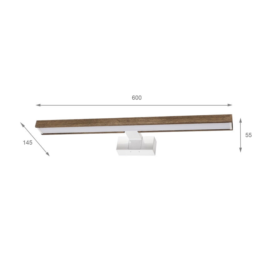 BRILAGI - LED vannas istabas spoguļa apgaismojums 3v1 WOODY MIRROR 3v1 LED/12W/230V 60 cm IP44 balta/ozols valrieksts