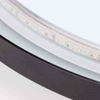 Brilagi - LED vannas istabas spogulis ASTI LED/19W/230V Ø 60 cm melns IP44 CRI 90 aptumšojams + CCT