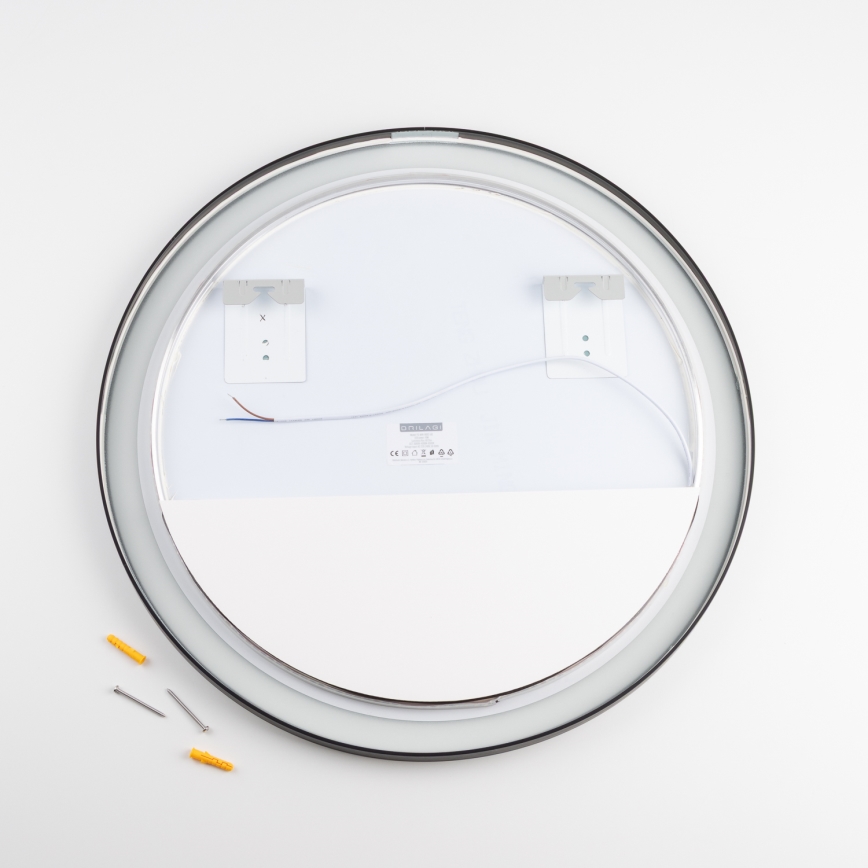 Brilagi - LED vannas istabas spogulis ASTI LED/19W/230V Ø 60 cm melns IP44 CRI 90 aptumšojams + CCT