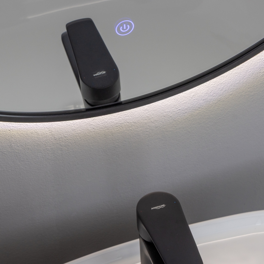 Brilagi - LED vannas istabas spogulis NOVARA LED/19W/230V Ø 60 cm melns IP44 CRI 90 ar regulējamu spilgtumu + CCT