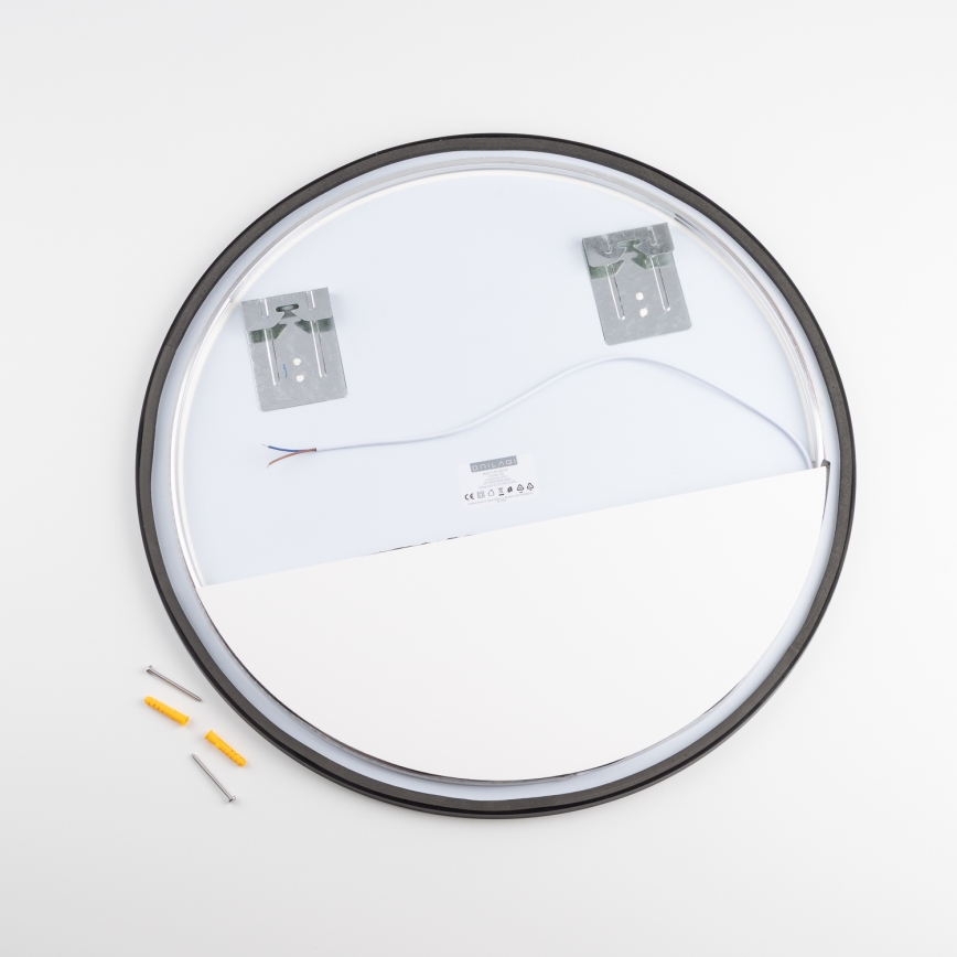 Brilagi - LED vannas istabas spogulis NOVARA LED/19W/230V Ø 60 cm melns IP44 CRI 90 ar regulējamu spilgtumu + CCT