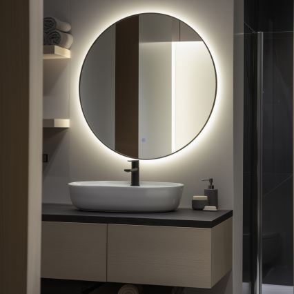 Brilagi - LED vannas istabas spogulis VENA BLACK LED/26W/230V Ø 80 cm IP44 CRI 90 dimējams + CCT