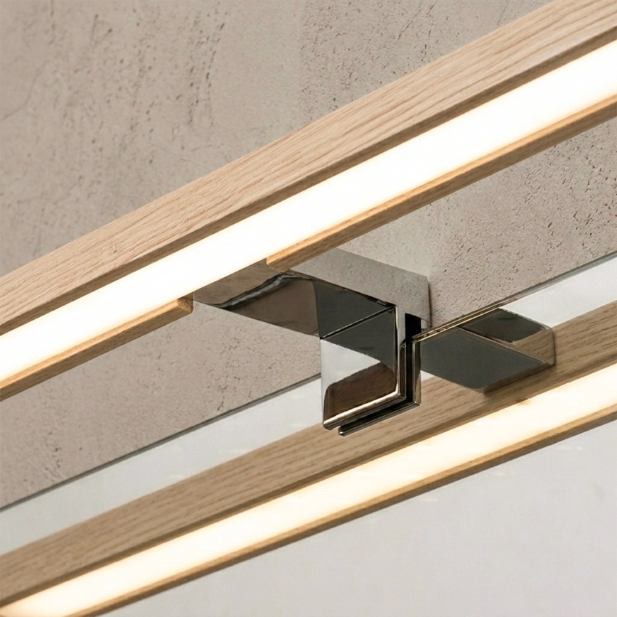 Brilagi - vannas istabas spoguļa LED apgaismojums WOODY MIRROR 3 vienā LED/12W/230V 60 cm IP44 spīdīgs hroms/ozols