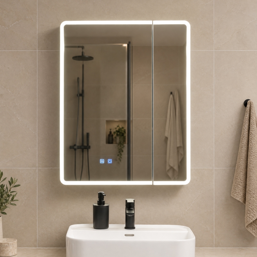 BRILAGI - LED vannas istabas spoguļu skapītis ar apgaismojumu BRONTE DOUBLE 60x75 cm