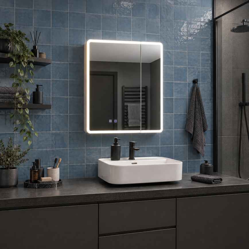 BRILAGI - LED vannas istabas spoguļu skapītis ar apgaismojumu BRONTE DOUBLE 60x75 cm