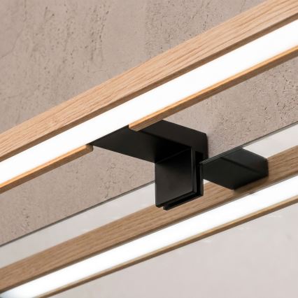 Brilagi - LED vannas istabas spoguļa apgaismojums 3 vienā WOODY MIRROR LED/15W/230V 80 cm IP44 melns/ozols