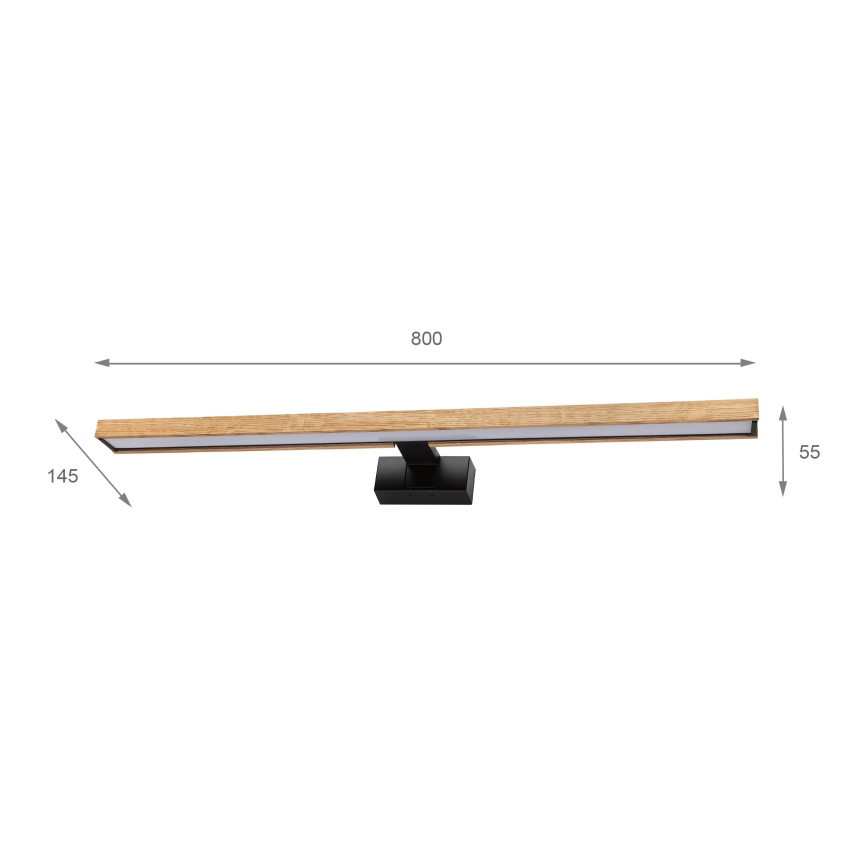 Brilagi - LED vannas istabas spoguļa apgaismojums 3 vienā WOODY MIRROR LED/15W/230V 80 cm IP44 melns/ozols