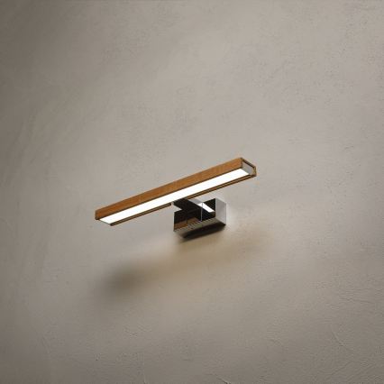 Brilagi - LED spoguļa apgaismojums vannas istabai WOODY MIRROR 3v1 LED/8W/230V 40 cm IP44 spīdīgs hroms/ozols