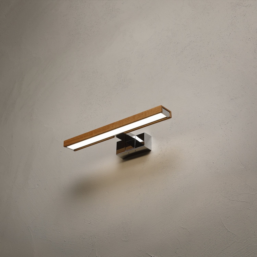 Brilagi - LED spoguļa apgaismojums vannas istabai WOODY MIRROR 3v1 LED/8W/230V 40 cm IP44 spīdīgs hroms/ozols