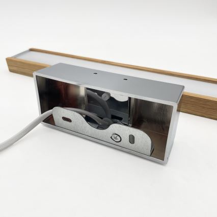 Brilagi - LED spoguļa apgaismojums vannas istabai WOODY MIRROR 3v1 LED/8W/230V 40 cm IP44 spīdīgs hroms/ozols