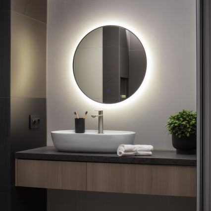 Brilagi - LED vannas istabas spogulis VENA BLACK LED/19W/230V Ø 60 cm IP44 CRI 90 aptumšojams + CCT
