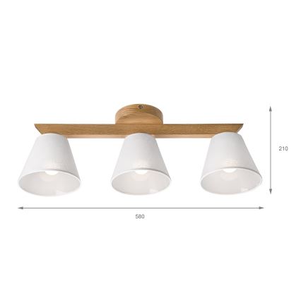 Brilagi - LED  Virsapmetuma lustra ANTHONY 3xE14/40W/230V ozols/balta