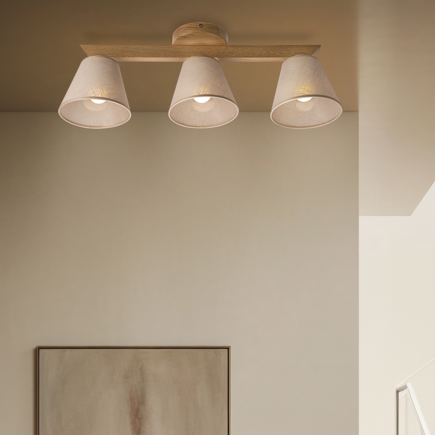 Brilagi - LED  Virsapmetuma lustra ANTHONY 3xE14/40W/230V ozols/bēša