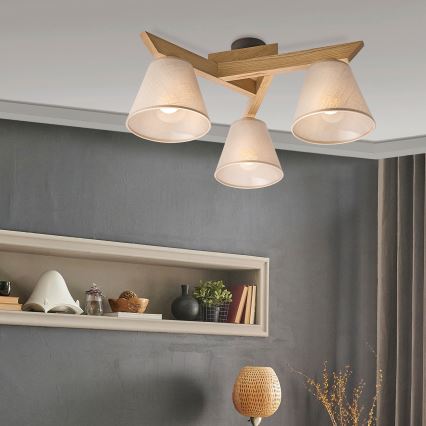 Brilagi - LED  Virsapmetuma lustra ANTHONY 3xE14/40W/230V ozols/bēša