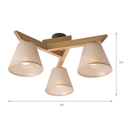 Brilagi - LED  Virsapmetuma lustra ANTHONY 3xE14/40W/230V ozols/bēša