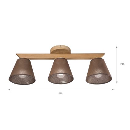 Brilagi - LED  Virsapmetuma lustra ANTHONY 3xE14/40W/230V ozols/brūna