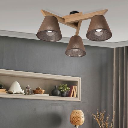 Brilagi - LED  Virsapmetuma lustra ANTHONY 3xE14/40W/230V ozols/brūna