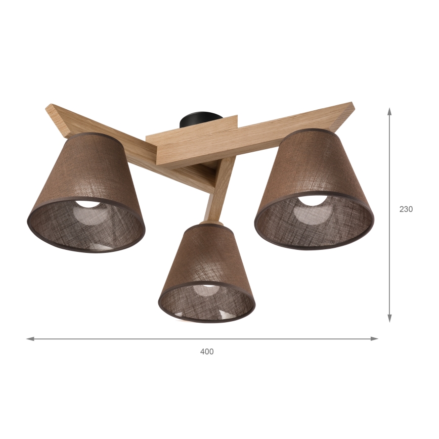 Brilagi - LED  Virsapmetuma lustra ANTHONY 3xE14/40W/230V ozols/brūna
