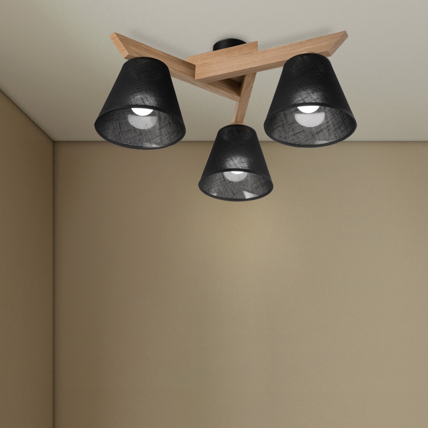 Brilagi - LED  Virsapmetuma lustra ANTHONY 3xE14/40W/230V ozols/melna