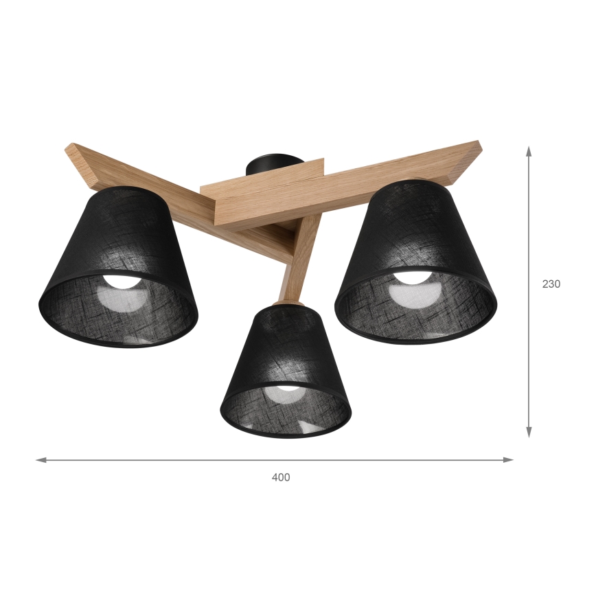 Brilagi - LED  Virsapmetuma lustra ANTHONY 3xE14/40W/230V ozols/melna