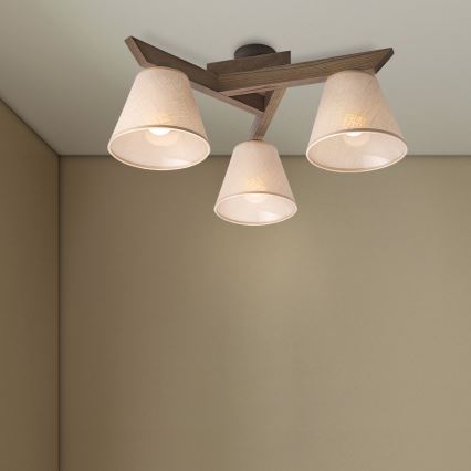 Brilagi - LED  Virsapmetuma lustra ANTHONY 3xE14/40W/230V ozols riekstkoks/bēša
