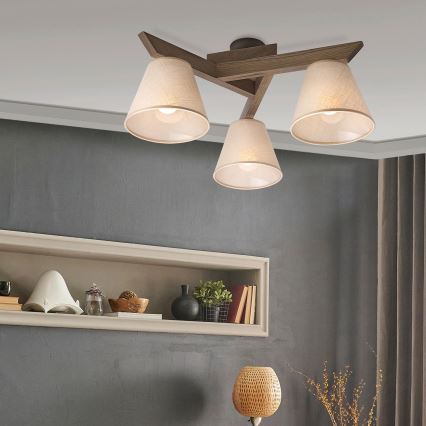 Brilagi - LED  Virsapmetuma lustra ANTHONY 3xE14/40W/230V ozols riekstkoks/bēša