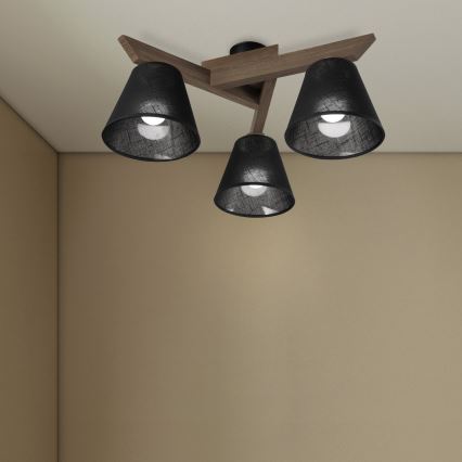 Brilagi - LED  Virsapmetuma lustra ANTHONY 3xE14/40W/230V ozols riekstkoks/melna