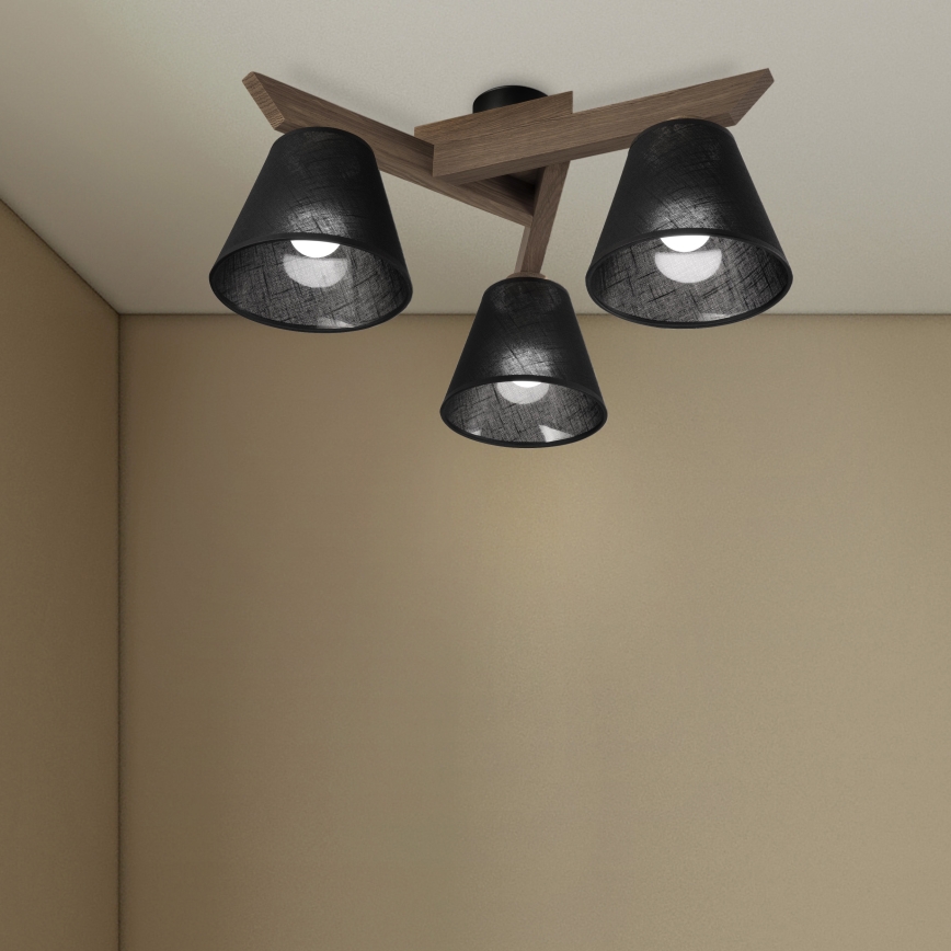 Brilagi - LED  Virsapmetuma lustra ANTHONY 3xE14/40W/230V ozols riekstkoks/melna