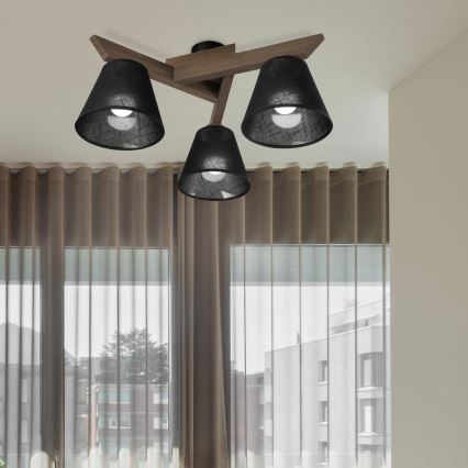 Brilagi - LED  Virsapmetuma lustra ANTHONY 3xE14/40W/230V ozols riekstkoks/melna