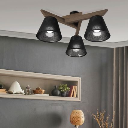 Brilagi - LED  Virsapmetuma lustra ANTHONY 3xE14/40W/230V ozols riekstkoks/melna