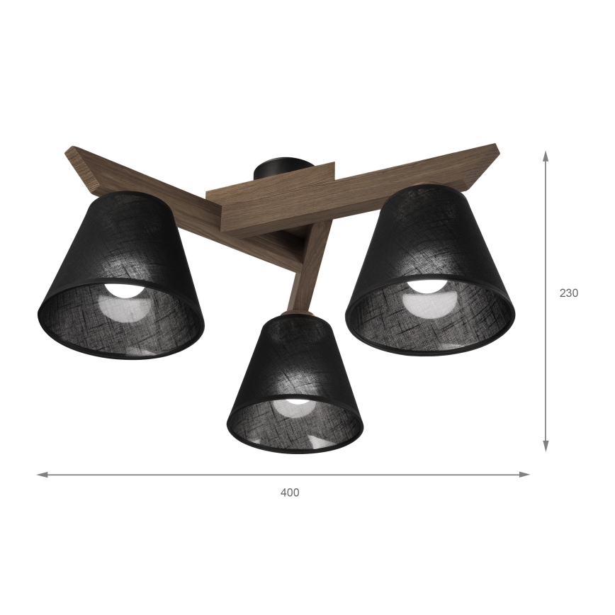Brilagi - LED  Virsapmetuma lustra ANTHONY 3xE14/40W/230V ozols riekstkoks/melna