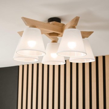Brilagi - LED  Virsapmetuma lustra ANTHONY 5xE14/40W/230V ozols/balta