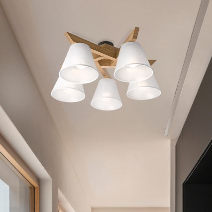 Brilagi - LED  Virsapmetuma lustra ANTHONY 5xE14/40W/230V ozols/balta