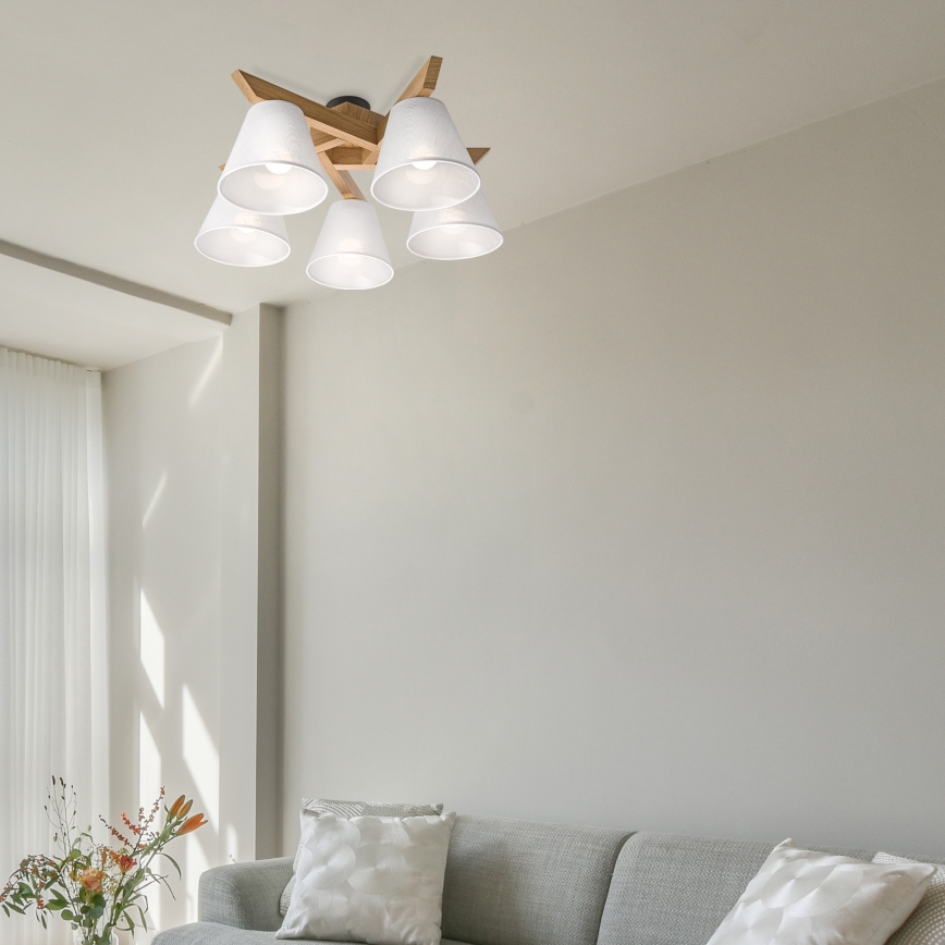Brilagi - LED  Virsapmetuma lustra ANTHONY 5xE14/40W/230V ozols/balta