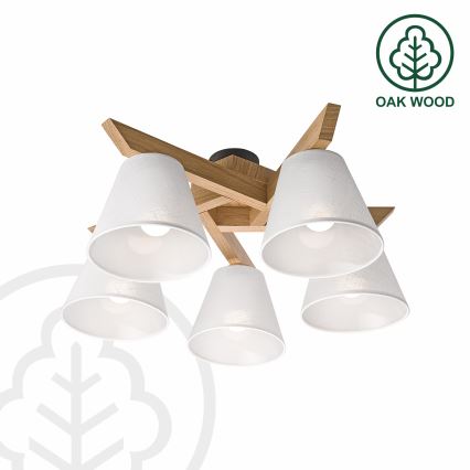 Brilagi - LED  Virsapmetuma lustra ANTHONY 5xE14/40W/230V ozols/balta