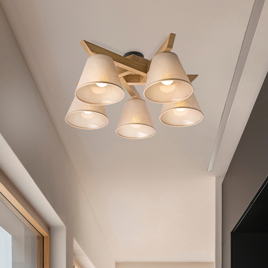 Brilagi - LED  Virsapmetuma lustra ANTHONY 5xE14/40W/230V ozols/bēša