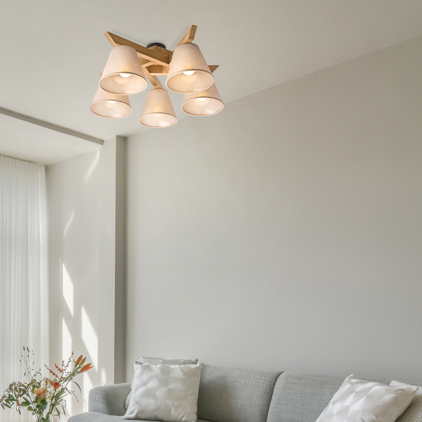 Brilagi - LED  Virsapmetuma lustra ANTHONY 5xE14/40W/230V ozols/bēša