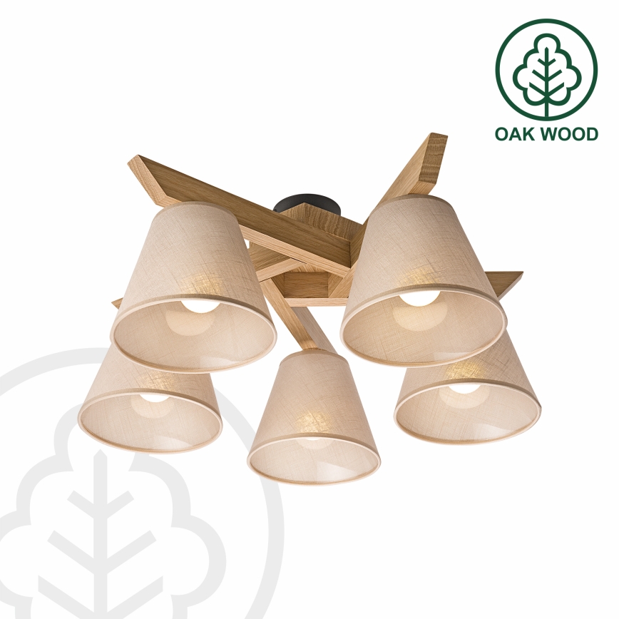 Brilagi - LED  Virsapmetuma lustra ANTHONY 5xE14/40W/230V ozols/bēša