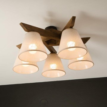 Brilagi - LED  Virsapmetuma lustra ANTHONY 5xE14/40W/230V ozols/bēša