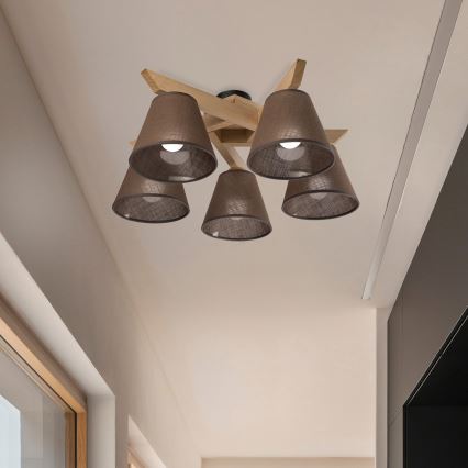 Brilagi - LED  Virsapmetuma lustra ANTHONY 5xE14/40W/230V ozols/brūna