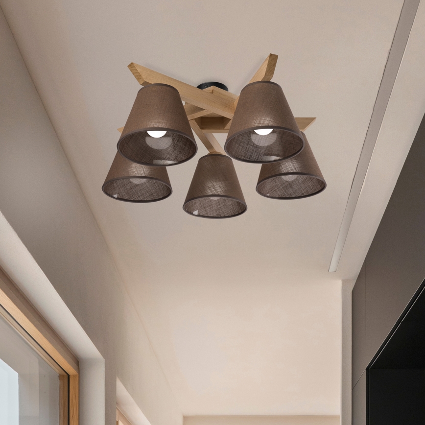 Brilagi - LED  Virsapmetuma lustra ANTHONY 5xE14/40W/230V ozols/brūna