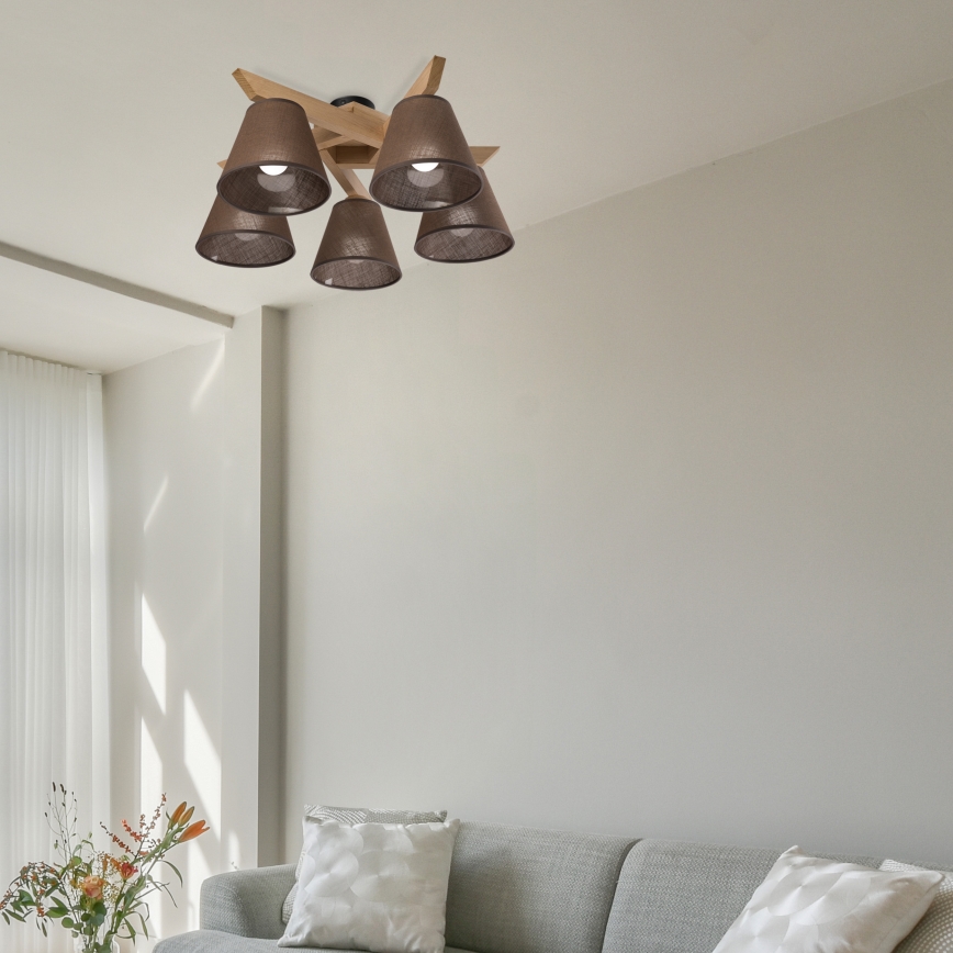 Brilagi - LED  Virsapmetuma lustra ANTHONY 5xE14/40W/230V ozols/brūna